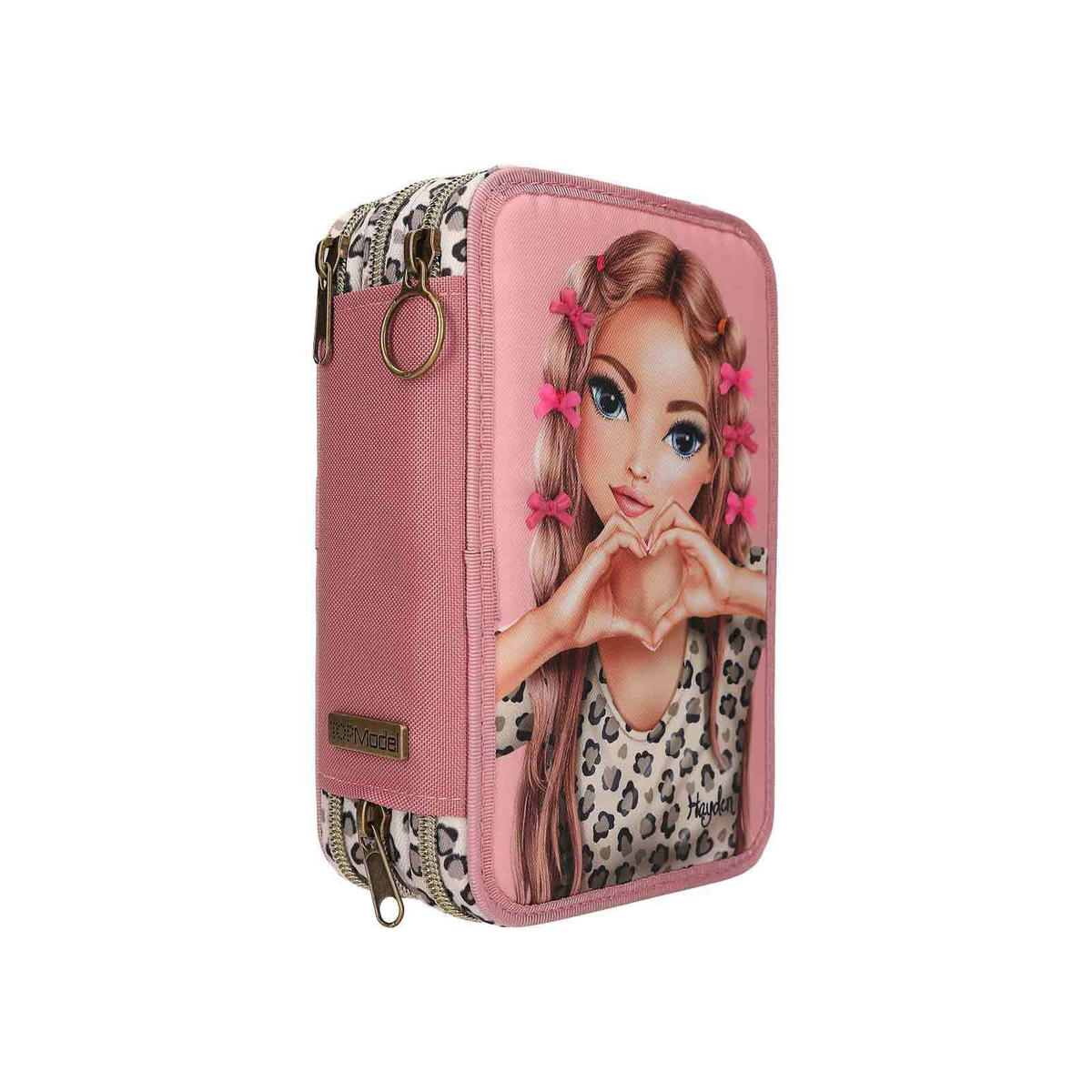 3-FACH FEDERTASCHE LEOHEART MIT SCHLEIFEN TOPModel rosa 7,5 x 13 x 20 cm - Rosa, Kunststoff (13/20/7.5cm) - Depesche Germany