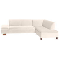 ECKSOFA mit Ottomane rechts Kaye Bezug Samtvelours Buche nussbaum dunkel / creme - Weiß, Kunststoff (270/190cm) - 58aufmkessel
