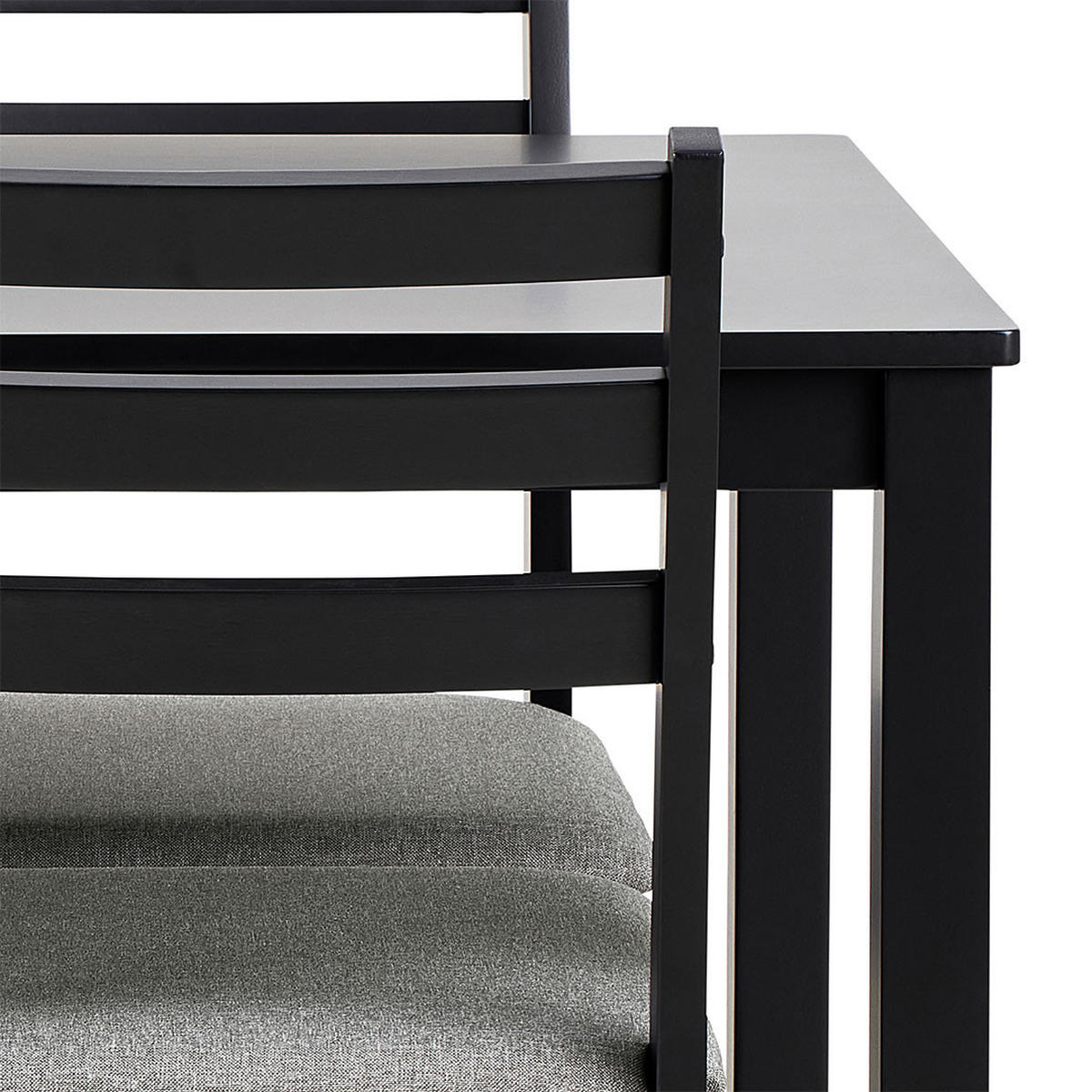 ESSGRUPPE, Alicante, Tisch Schwarz, Stühle Schwarz, Holz, 110 x 70 x 75 cm, 5-teilig - Schwarz, Holz/Textil (110/75/70cm) - ebuy24