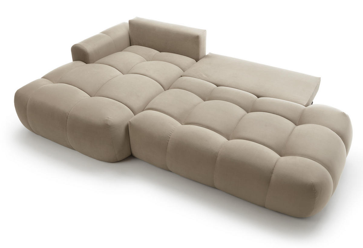 ECKSOFA Ombo Beige Velours 280 cm - Beige/Schwarz, Kunststoff/Textil (284/167cm) - Selsey
