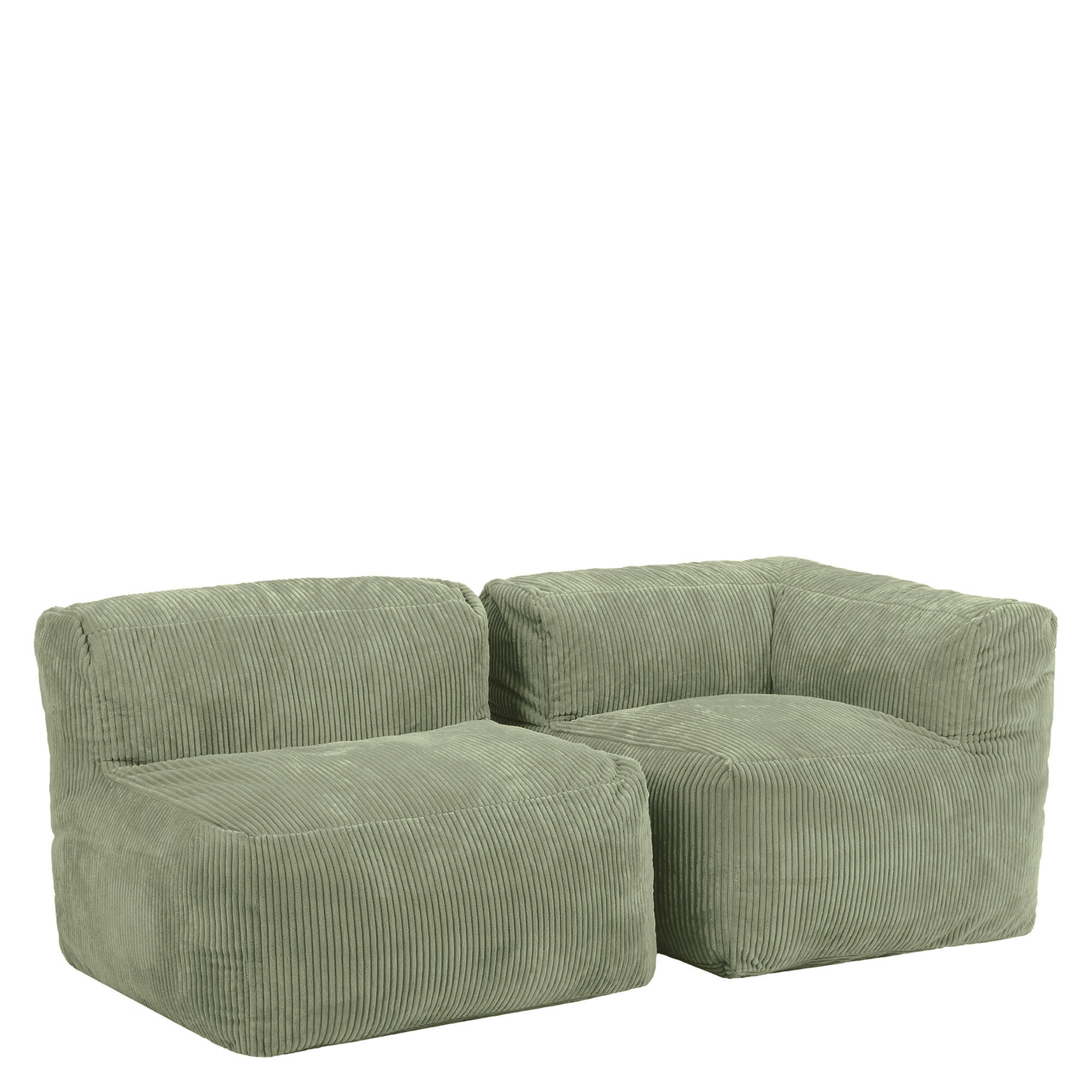 SITZSACK-SOFA 2-tlg.: Ecksessel, Sessel - Grün, Textil (195/68/100cm) - icon