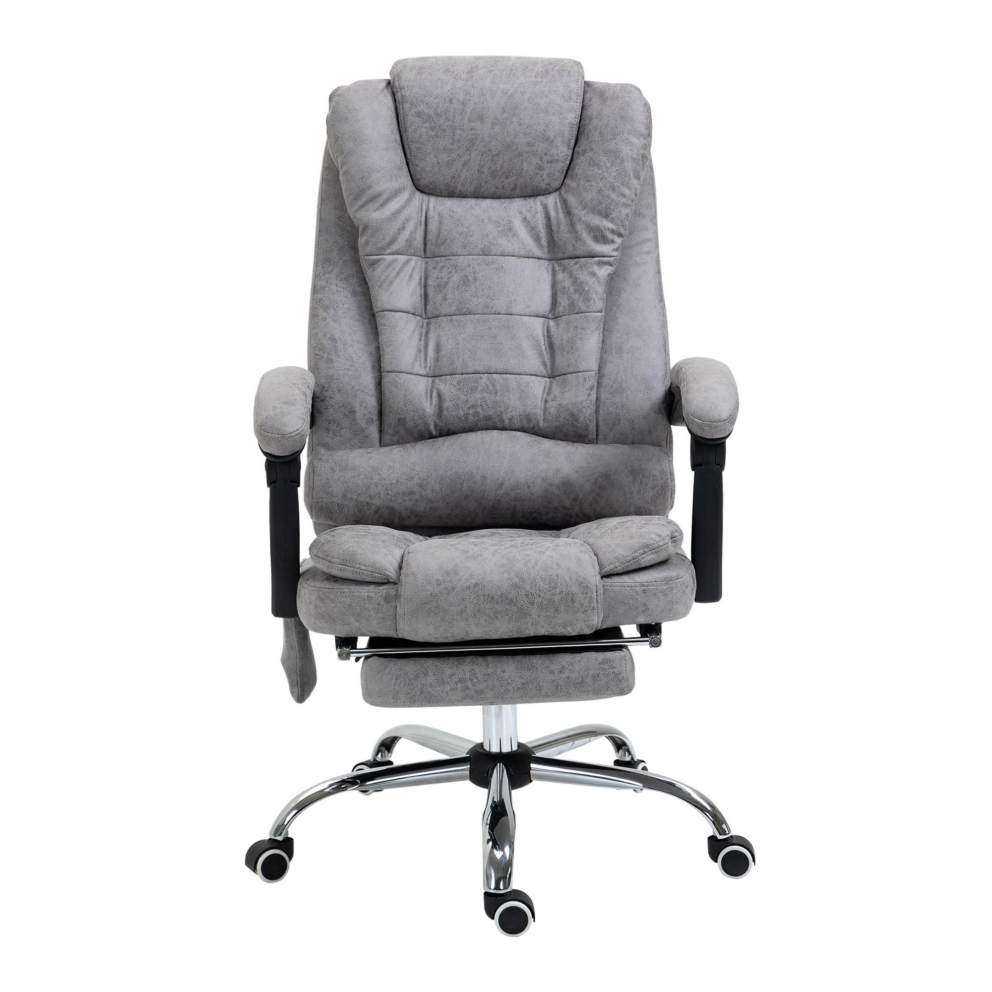 CHEFSESSEL mit Massagefunktion, Schreibtischstuhl mit Liege- & Wärmefunktion Grau - Anthrazit/Silberfarben, Kunststoff/Textil (70/119/65cm) - Vinsetto