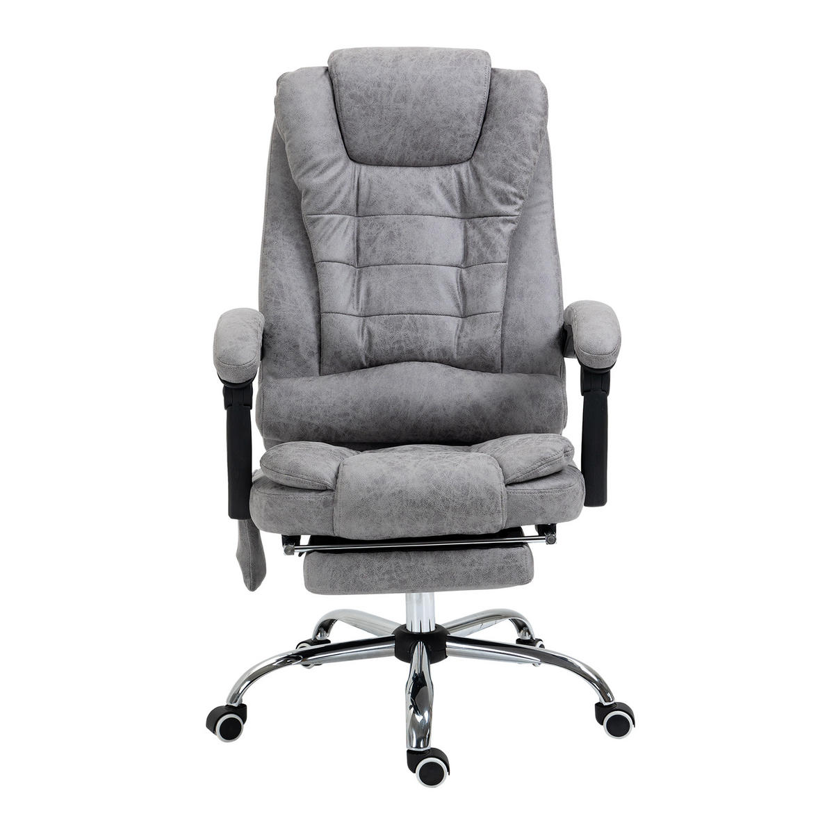 CHEFSESSEL mit Massagefunktion, Schreibtischstuhl mit Liege- & Wärmefunktion Grau - Anthrazit/Silberfarben, Kunststoff/Textil (70/119/65cm) - Vinsetto