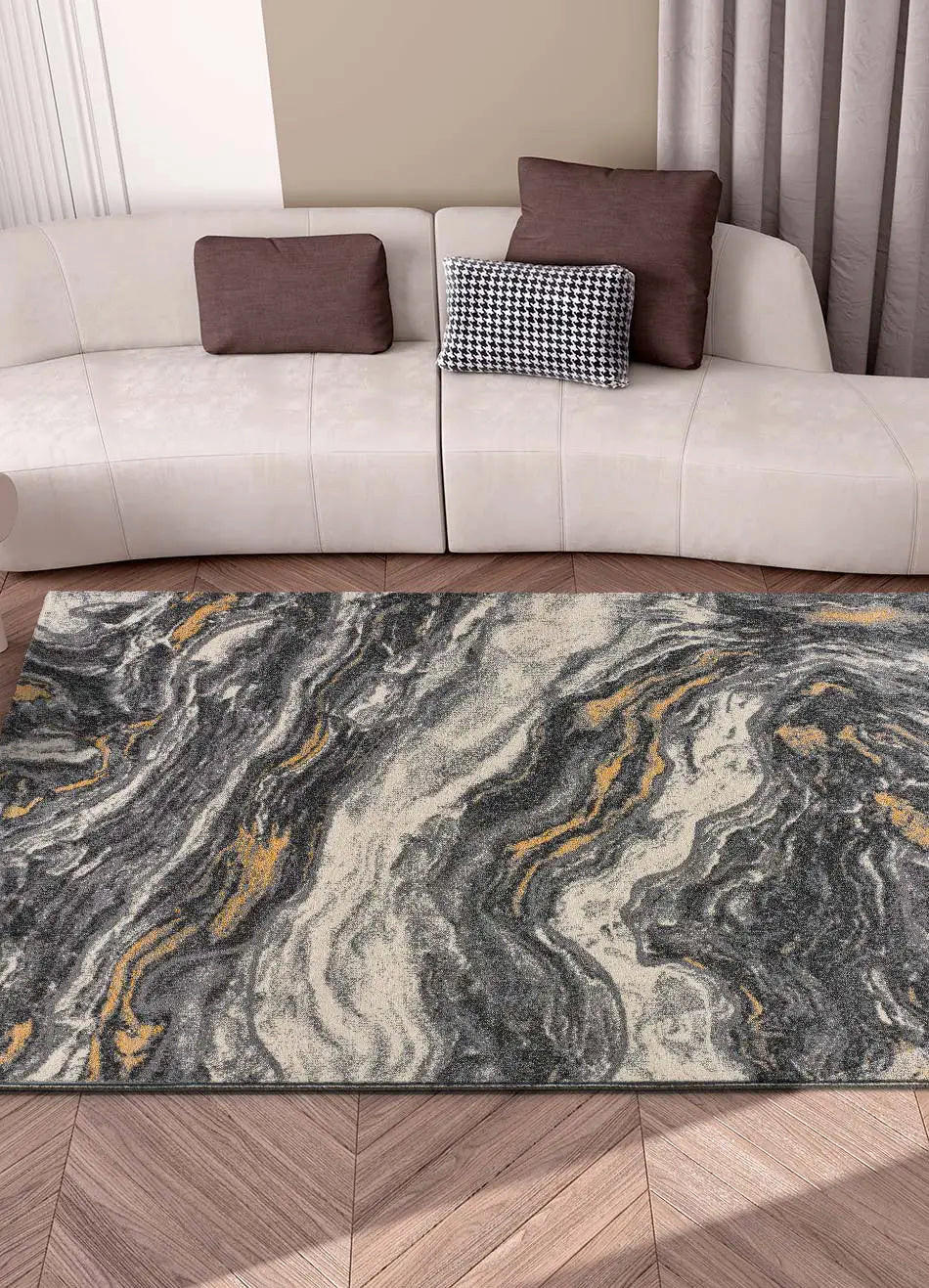 WEBTEPPICH Grau Marmol Onda 160/230 cm - Grau, Naturmaterialien/Textil (160/230cm) - Atticgo