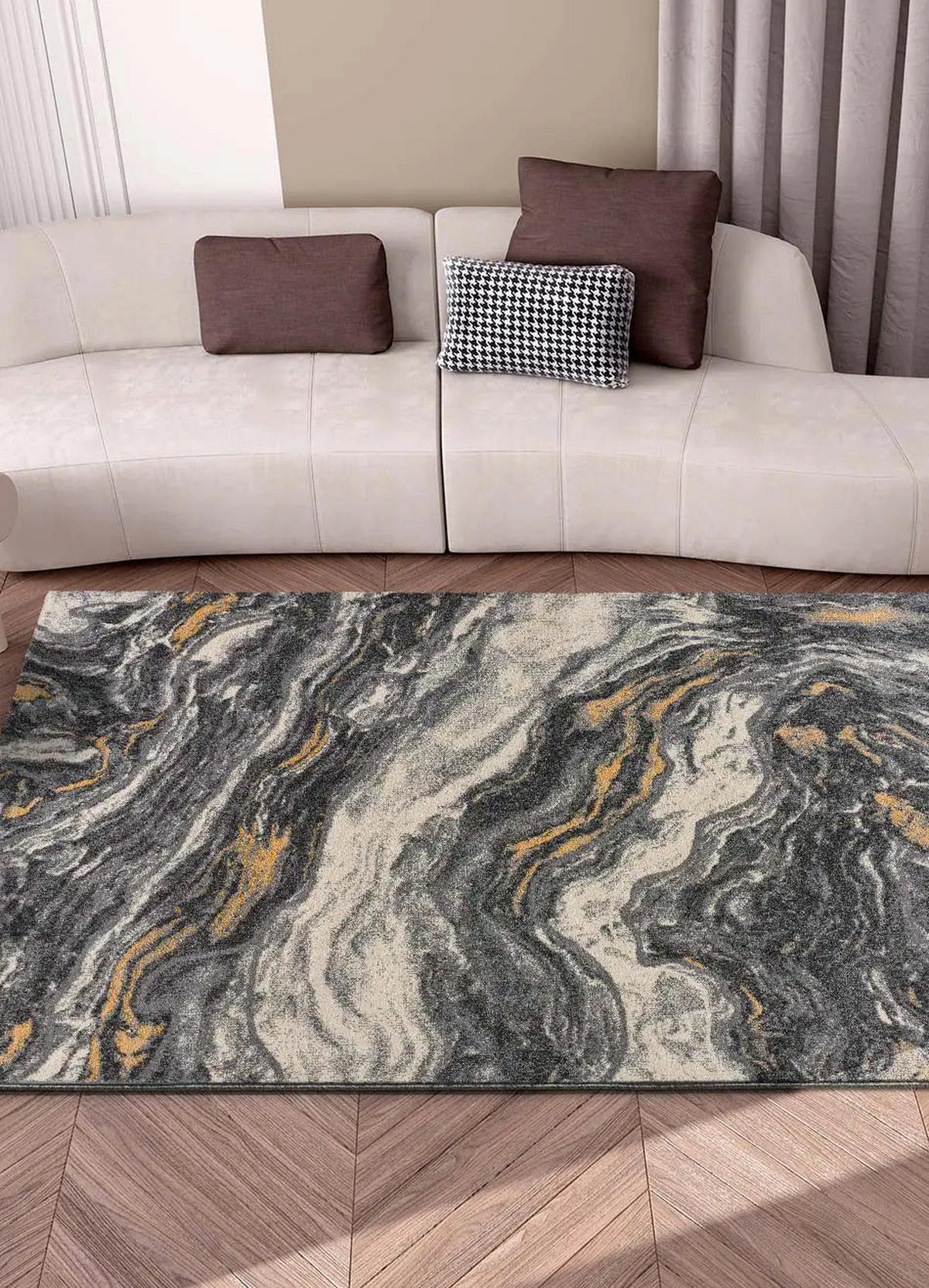 WEBTEPPICH Grau Marmol Onda 160/230 cm - Grau, Naturmaterialien/Textil (160/230cm) - Atticgo