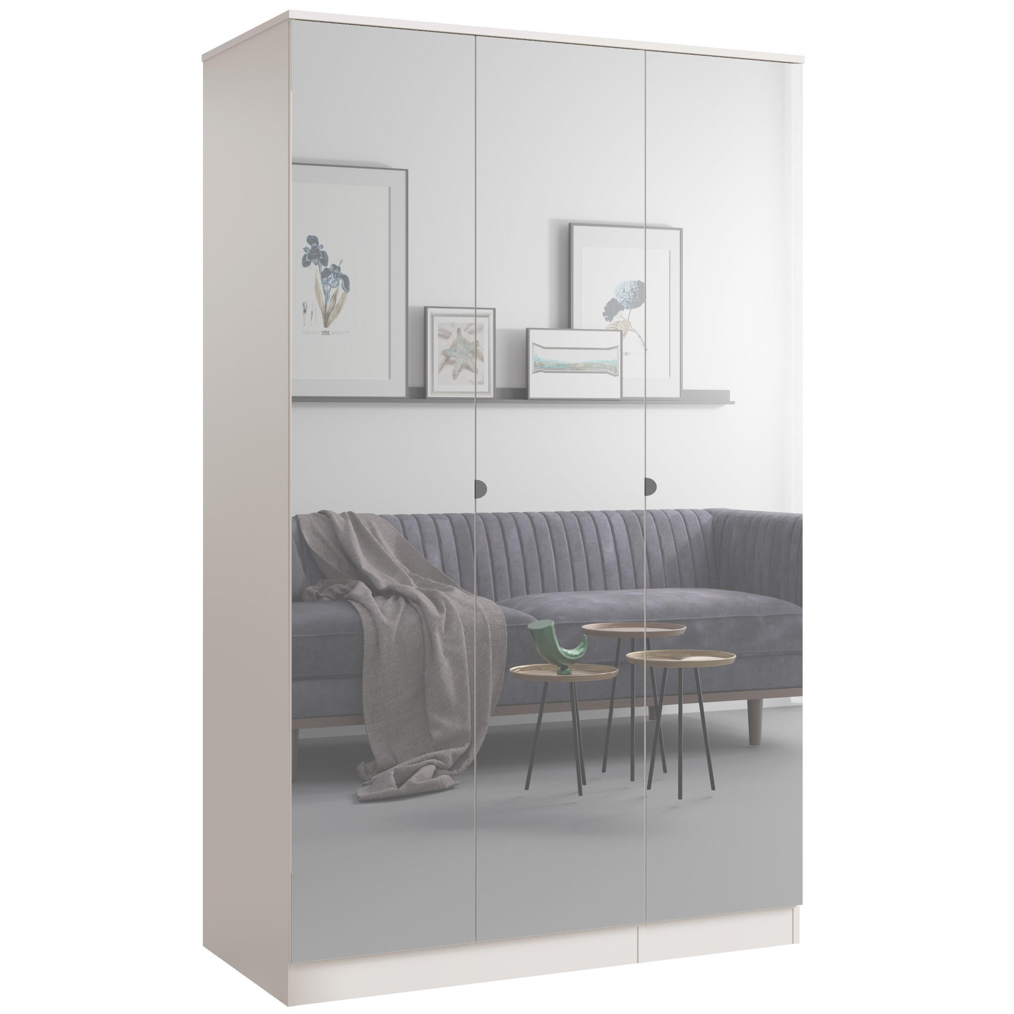 DREHTÜRENSCHRANK mit Spiegel Monza 3D 120 Kaschmir - Kaschmir/Grau, Holzwerkstoff/Metall (120/200/60cm) - mzm24