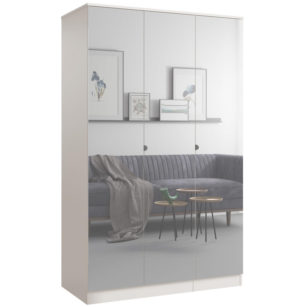 DREHTÜRENSCHRANK mit Spiegel Monza 3D 120 Kaschmir - Kaschmir/Grau, Holzwerkstoff/Metall (120/200/60cm) - mzm24