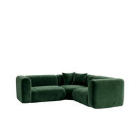 ECKSOFA Modulares, Corner Mini, Velvet-Stoff Bluvel, Grün, GRETA - Grün, Holz (190/190cm) - Kaiser Möbel