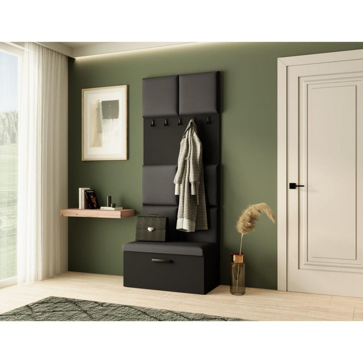 GARDEROBE Margaret I 81/203/43 gepolsterten Paneelen - Schwarz, Holzwerkstoff/Kunststoff (81/203/43cm) - Beautysofa