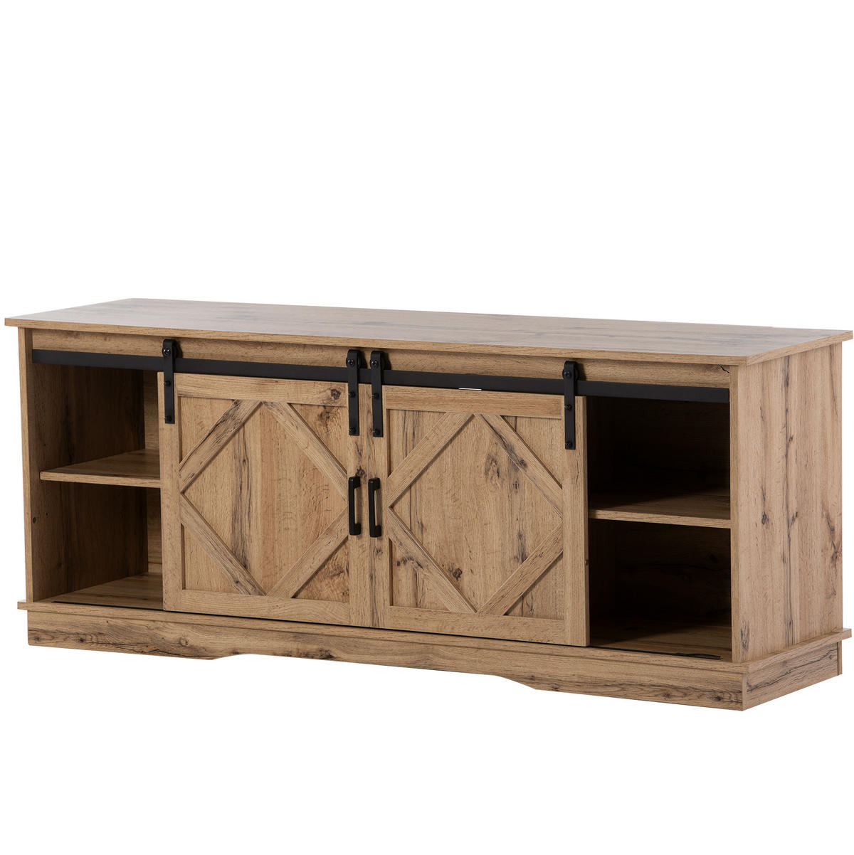 TV-SCHRANK 150/40/60 cm rustikales Braun mit 2 Schiebetüren und höhenverstellbaren Regalen - Braun, Holzwerkstoff (150/60/40cm) - OKWISH