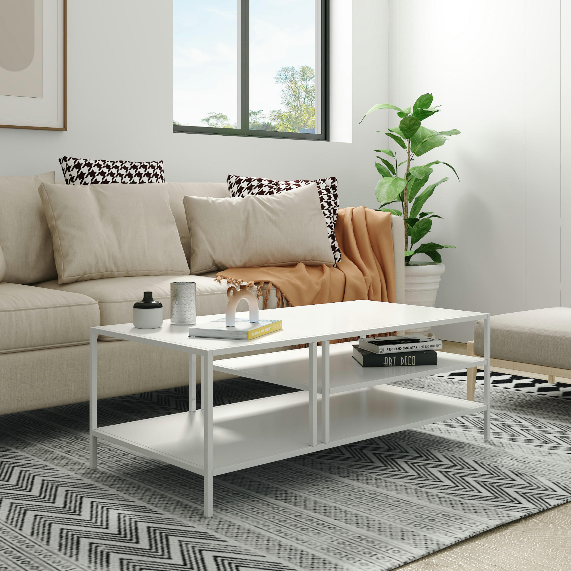 COUCHTISCH Kumlinge 40/110/55 cm - Weiß, Metall (55/110/40cm) - [en.casa]