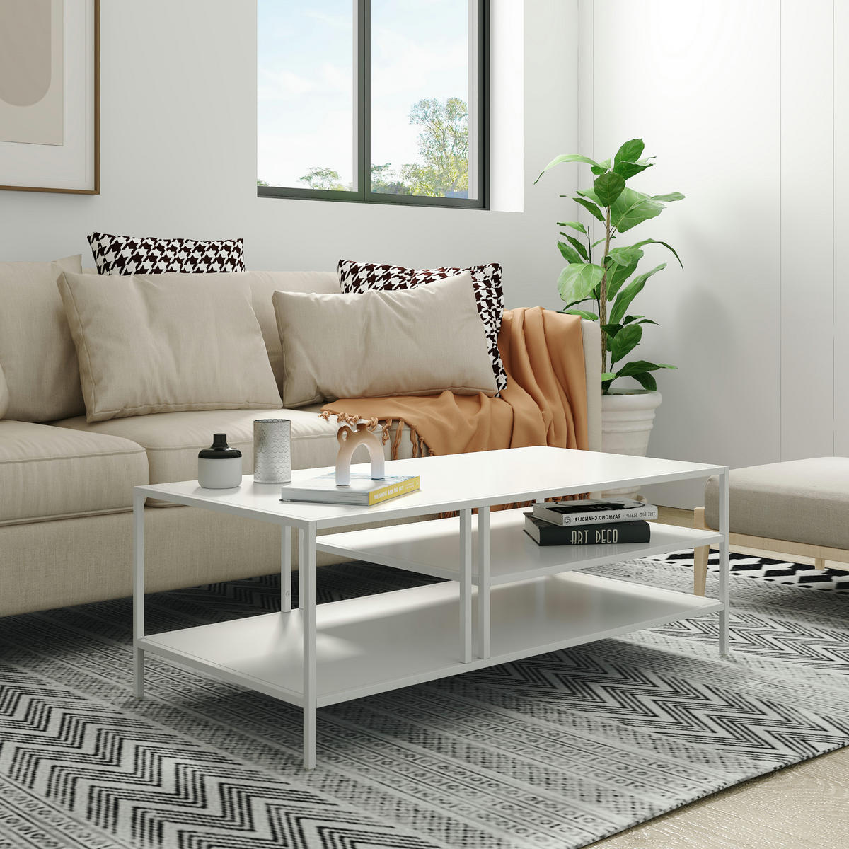 COUCHTISCH Kumlinge 40/110/55 cm - Weiß, Metall (55/110/40cm) - [en.casa]