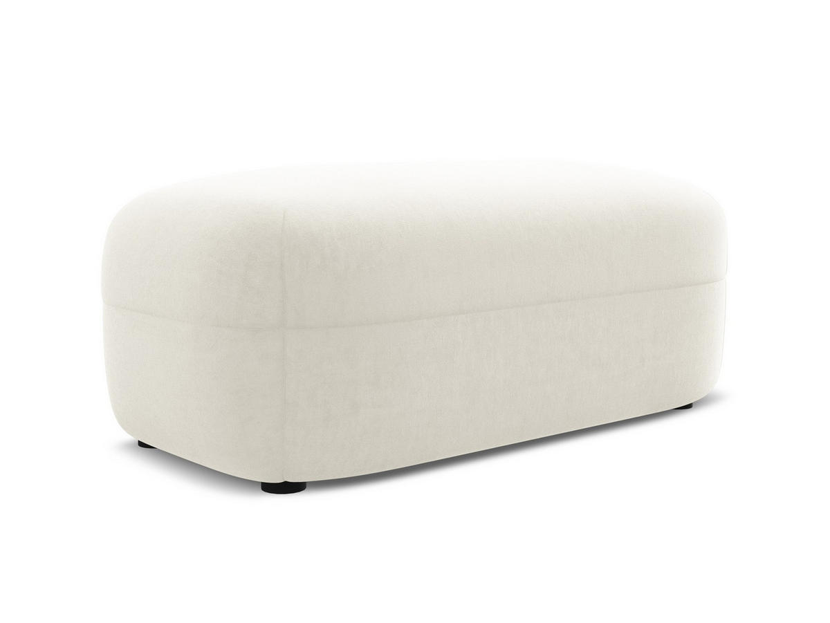POUF Samt Stoff Beige - Beige/Creme, Kunststoff/Textil (92/40/48cm) - Makamii