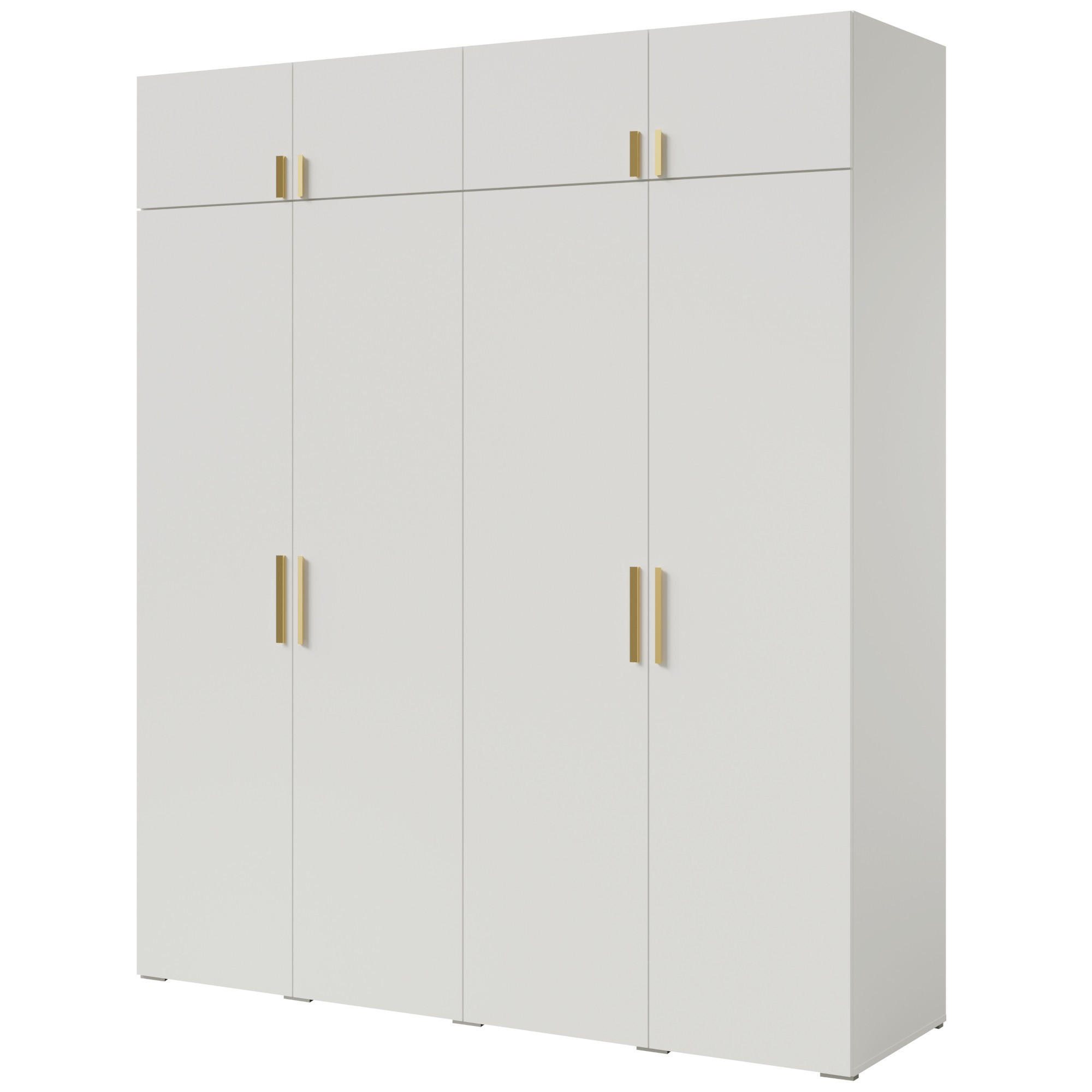 DREHTÜRENSCHRANK mit Aufsatz Napoli 4D 200 Weiß (schwarzer oder goldener Griff) - Silberfarben/Schwarz, Holzwerkstoff/Kunststoff (200/35/60cm) - mzm24