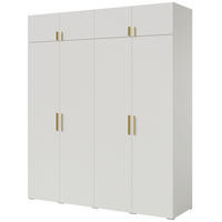 DREHTÜRENSCHRANK mit Aufsatz Napoli 4D 200 Weiß (schwarzer oder goldener Griff) - Silberfarben/Schwarz, Holzwerkstoff/Kunststoff (200/35/60cm) - mzm24