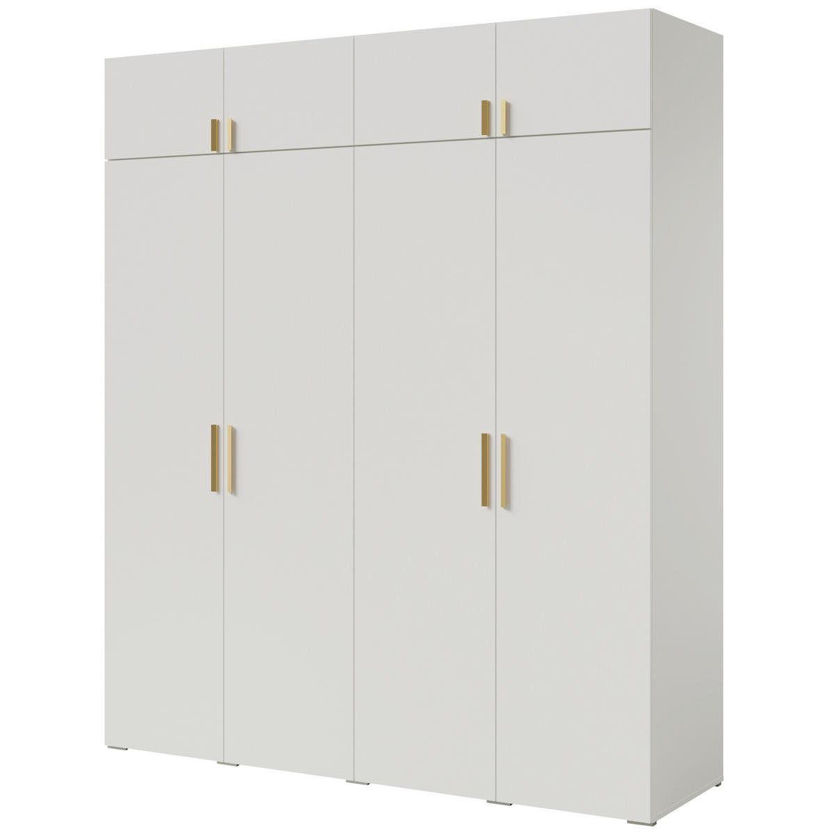 DREHTÜRENSCHRANK mit Aufsatz Napoli 4D 200 Weiß (schwarzer oder goldener Griff) - Silberfarben/Schwarz, Holzwerkstoff/Kunststoff (200/35/60cm) - mzm24