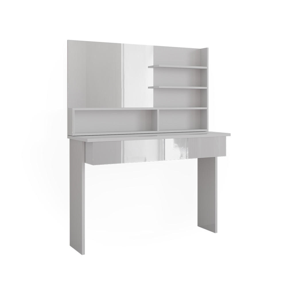 SCHMINKTISCH Azur Weiß 120 cm mit Spiegelregal - Weiß Hochglanz/Weiß, Holzwerkstoff (120/83.5/40cm) - Vicco