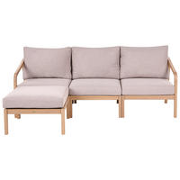 GARTENSOFA Set 3-Sitzer mit Ottomane Akazienholz Hellbraun Rivello - Hellbraun/Beige, Holz (198/84/66cm) - Beliani