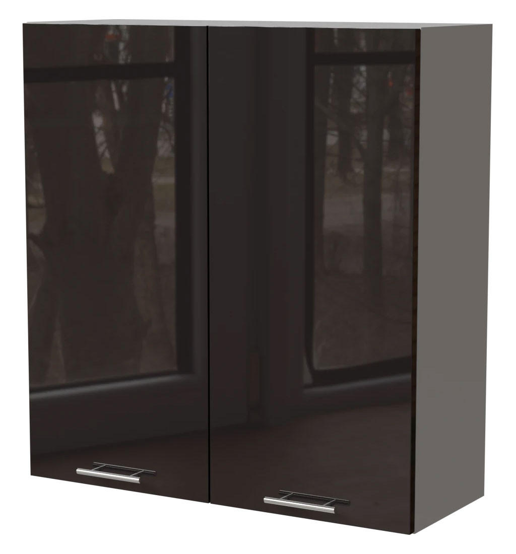 Feldmann-Wohnen Hängeschrank Schwarz Hochglanz, Grau 90x96x32.5 cm
