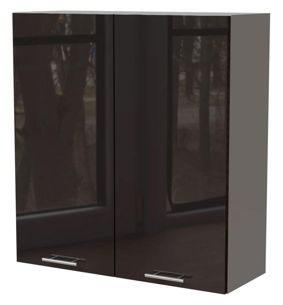 HÄNGESCHRANK Essen W4/90 Schwarz Hochglanz / Grau Matt 90 / 32,5 / 96cm - Schwarz Hochglanz/Schwarz, Holz/Holzwerkstoff (90/96/32.5cm) - Feldmann-Wohnen