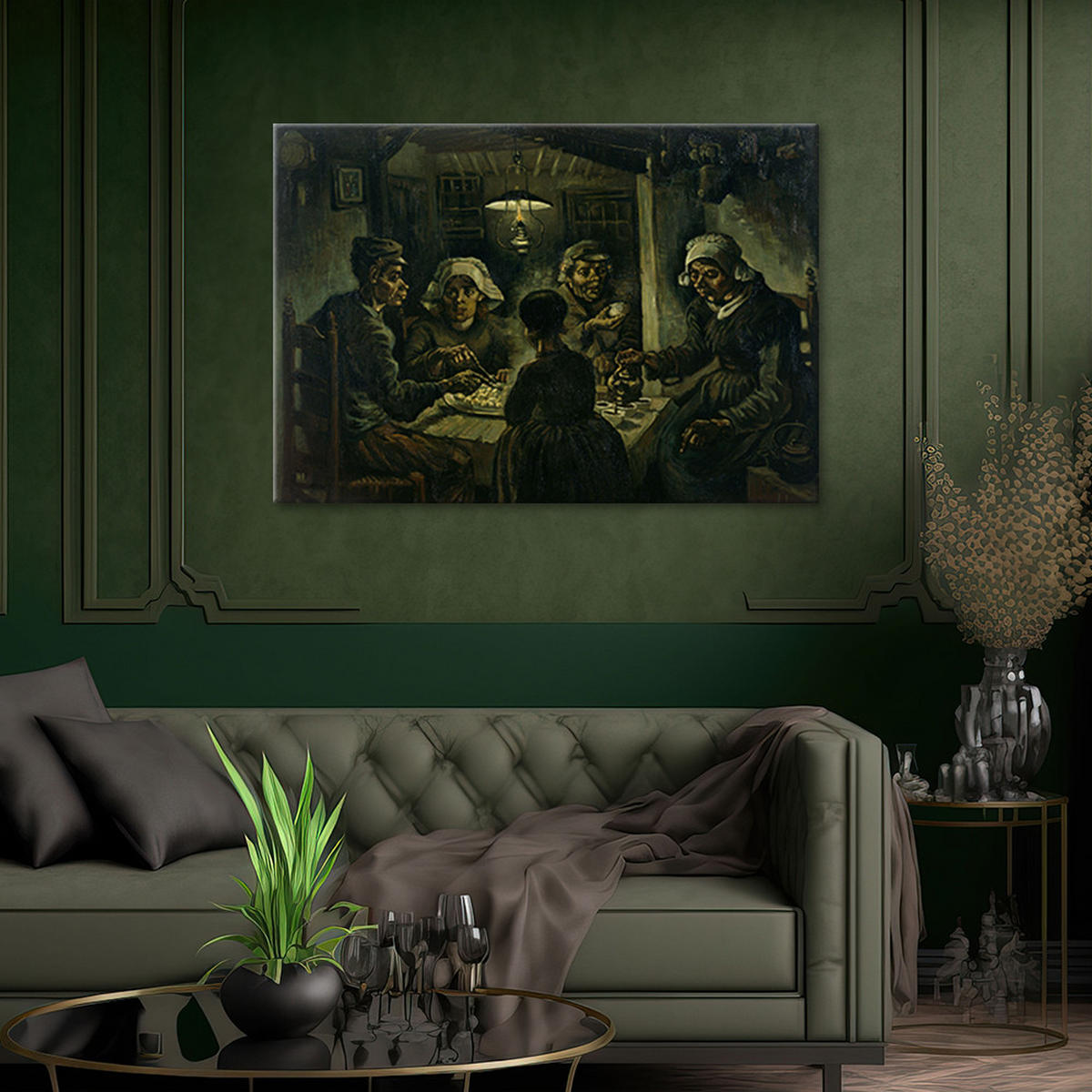 WANDBILD kartoffeln essend v. van Gogh - Multicolor, Textil (60/40cm) - Feeby