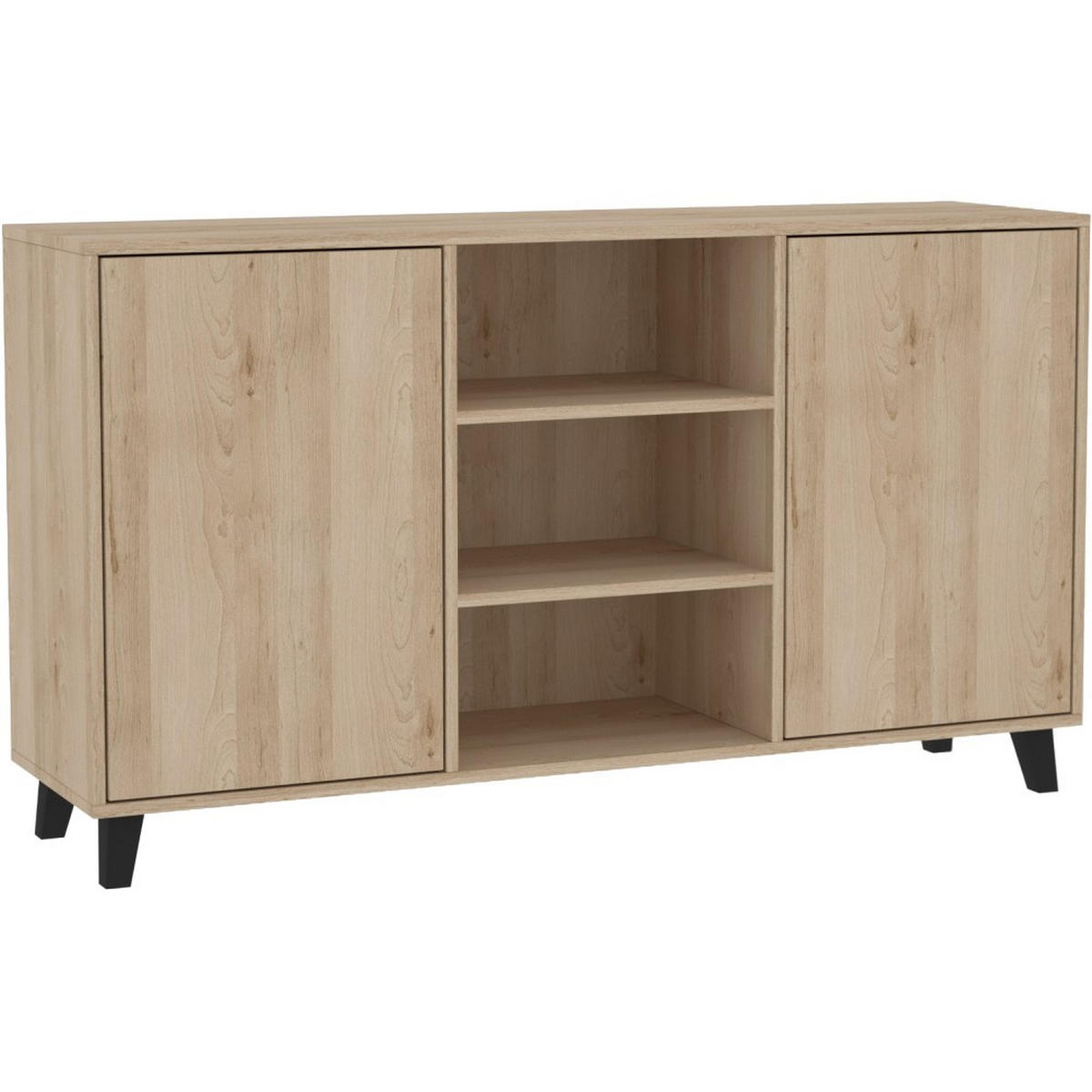KOMMODE Home mit 2 Türen und 2 Regale, ohne Griffe, eiche Artisan - Schwarz/Eiche Artisan, Holzwerkstoff (150/85/40cm) - Beautysofa