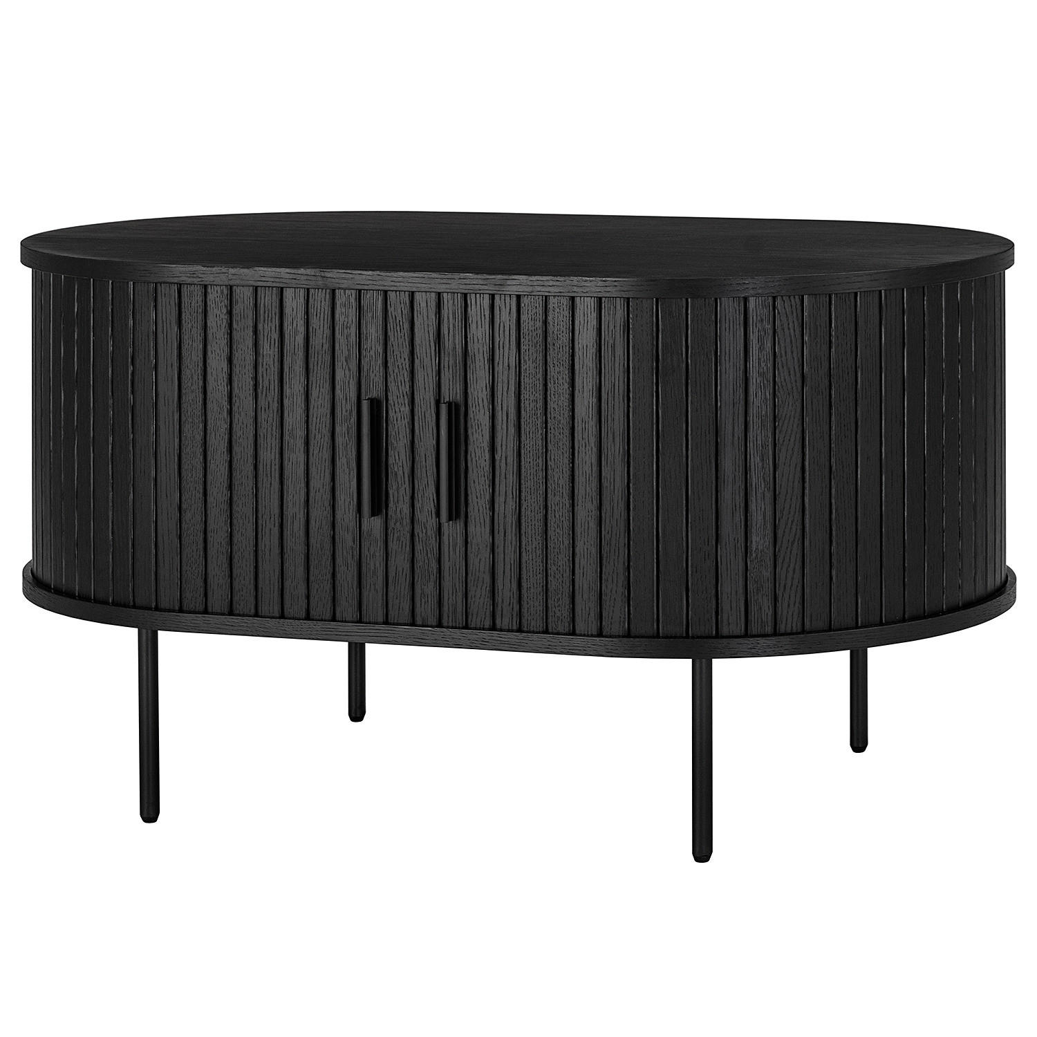 KOMMODE COUCHTISCH - Echtholzfurnier - Eichefarben/Schwarz, Holzwerkstoff/Metall (60/100/55cm) - home24