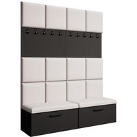GARDEROBE Margaret I+I 162/203/43 mit gepolsterten Paneelen und Schuhschrank - Beige/Schwarz, Holzwerkstoff/Kunststoff (162/203/43cm) - Beautysofa