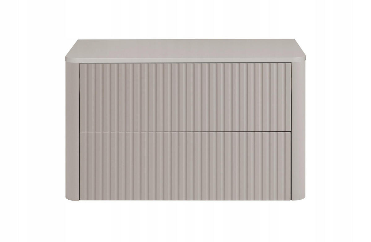 WASCHBECKENUNTERSCHRANK LINEA hängend geriffelt Kaschmir matt mit Waschtischplatte 80/48/44 cm - Kaschmir, Holzwerkstoff (80/48.4/43.7cm) - Rodan