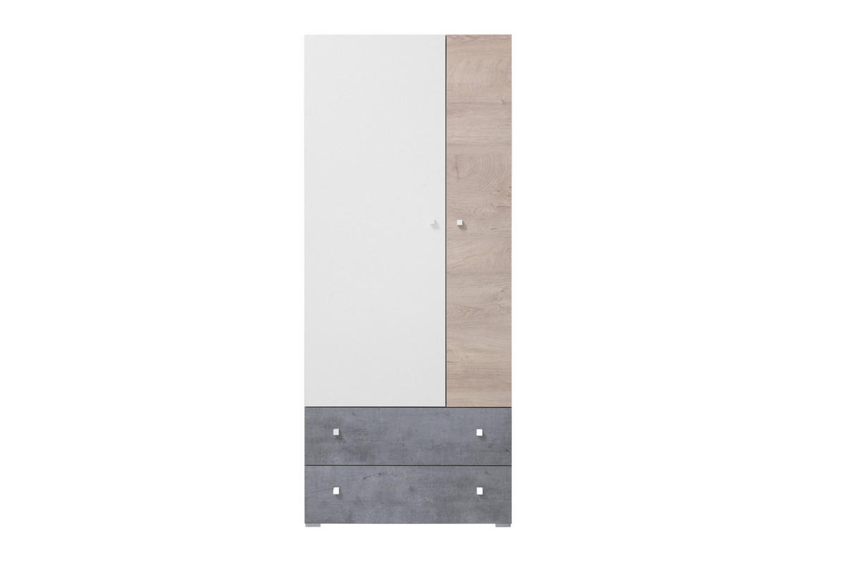JUGENDZIMMER-SET SIMON B 3-teilig in Grau/Weiß/Eiche - Eichefarben/Weiß, Holzwerkstoff (290/190/55cm) - Deine Möbel 24