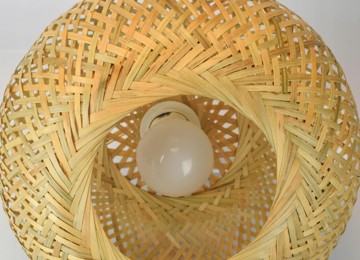 PENDELLEUCHTE BOHO - Beige/Weiß, Holz/Metall (28/28/100cm) - kiki design