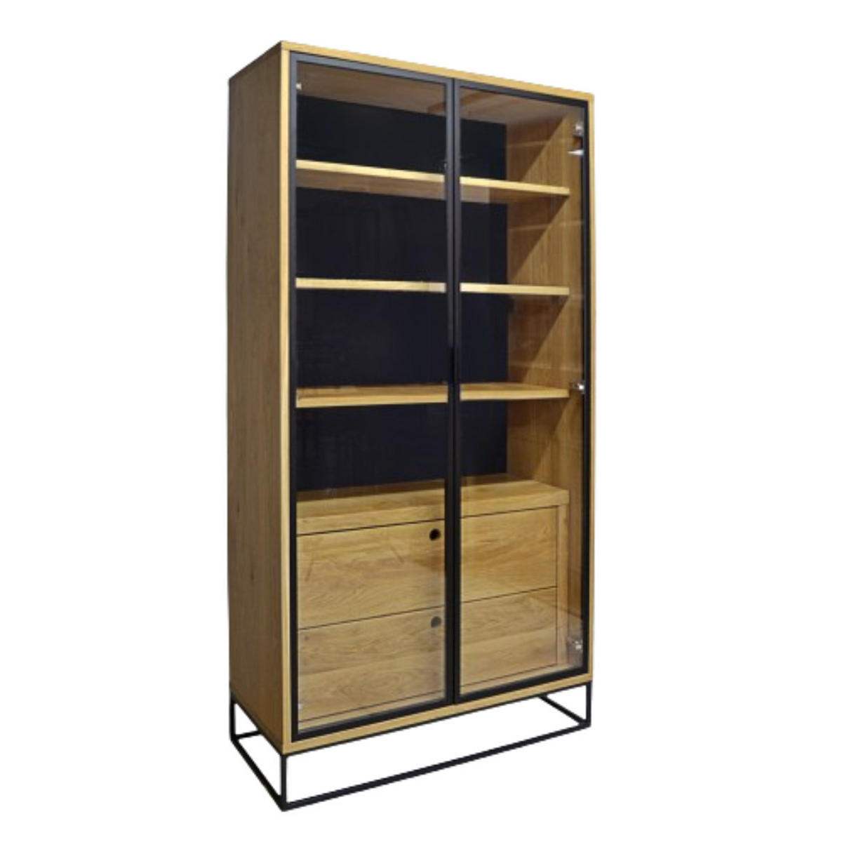 VITRINE Loft aus Massivholz für das Wohnzimmer MERIS II - Eichefarben, Holz (100/190/40cm) - Rawood Furniture