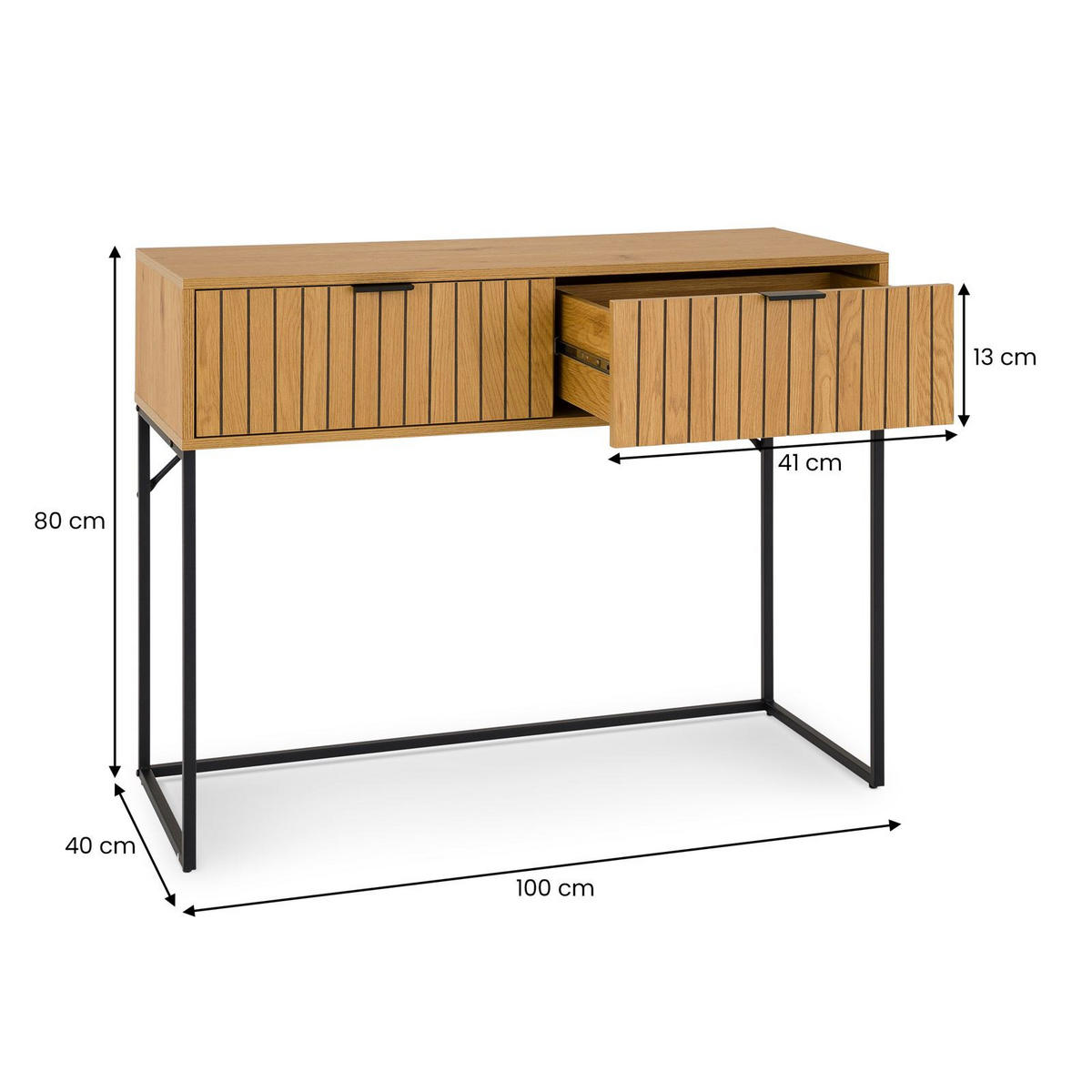 KONSOLENTISCH SELO schwarz, Wildeiche - Schwarz, Holzwerkstoff (40/100/80cm) - IDIMEX