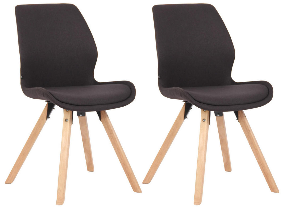 STUHL 2er Set Stoff schwarz - Eukalyptusholzfarben/Schwarz, Holz/Textil (49/87.5/58cm) - CLP