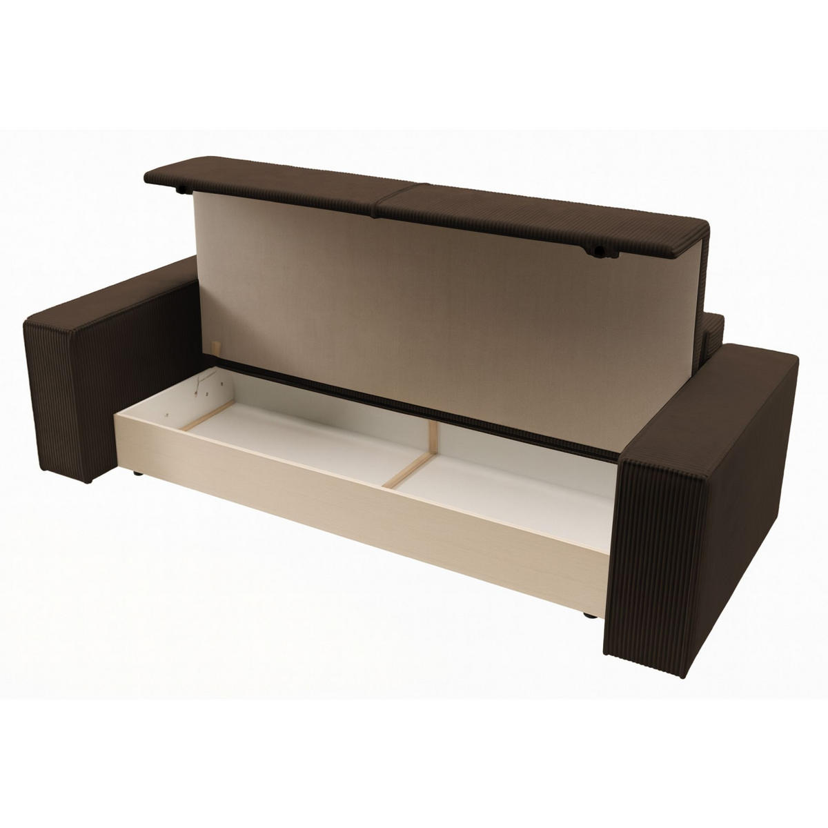 SCHLAFSOFA Farese Braun Cordbezug - Schwarz/Braun, Kunststoff/Textil (257/85/102cm) - Selsey