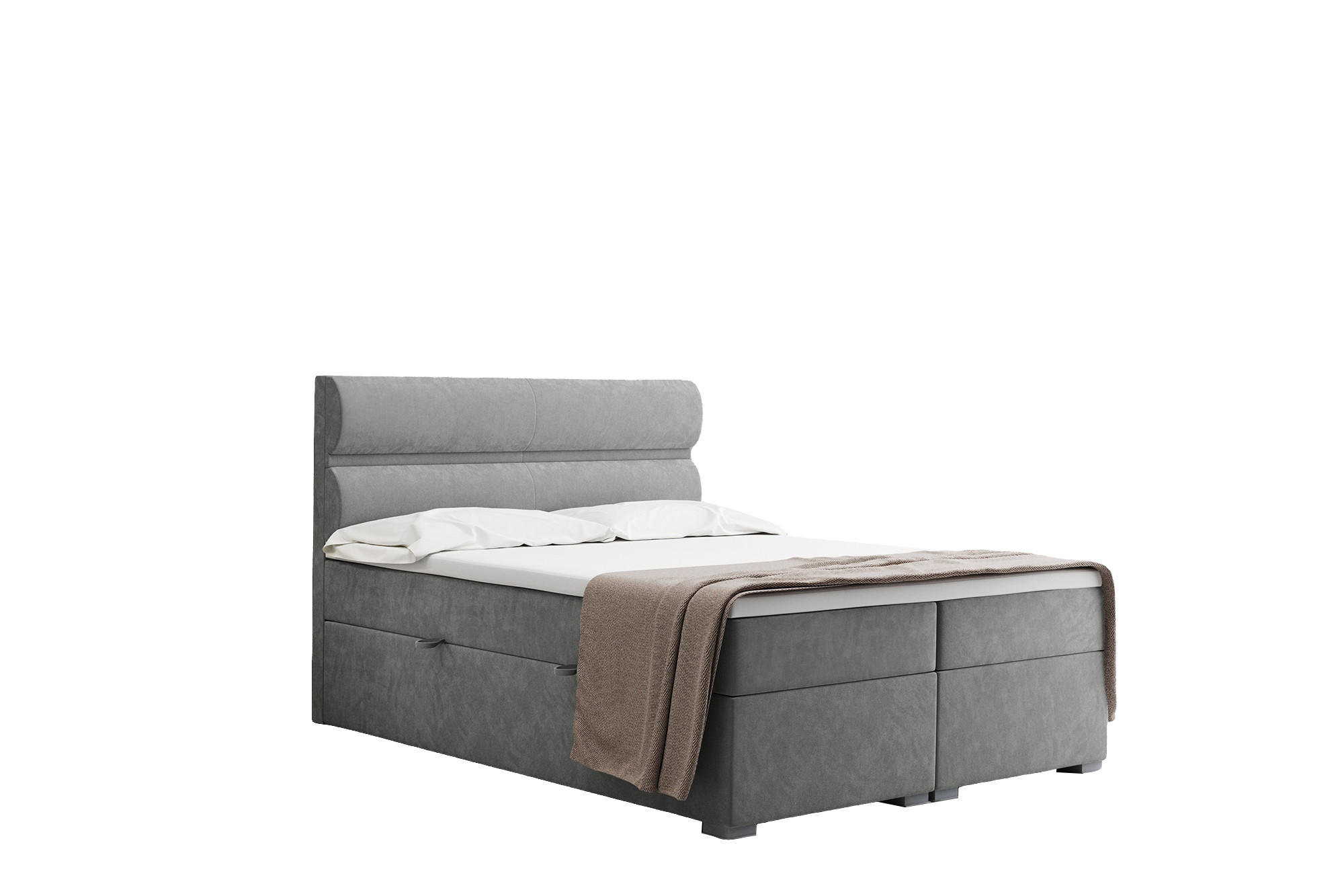 BOXBETT Mit Bettkasten, Matratze Und Topper VERA Stoff Riviera 120x200 cm Grau H2-Pocket - Grau, Holz/Holzwerkstoff (120/200cm) - Kaiser Möbel
