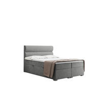 BOXBETT Mit Bettkasten, Matratze Und Topper VERA Stoff Riviera 200x200 cm Grau H3-Bonell - Grau, Holz/Textil (200/200cm) - Kaiser Möbel