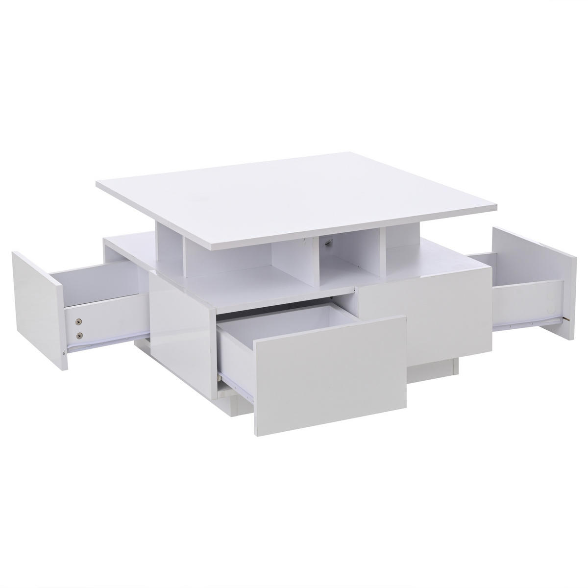 COUCHTISCH Weiß 70/70/40 cm mit LED-Beleuchtung - Weiß, Holzwerkstoff (70/70/40cm) - PANGIVO
