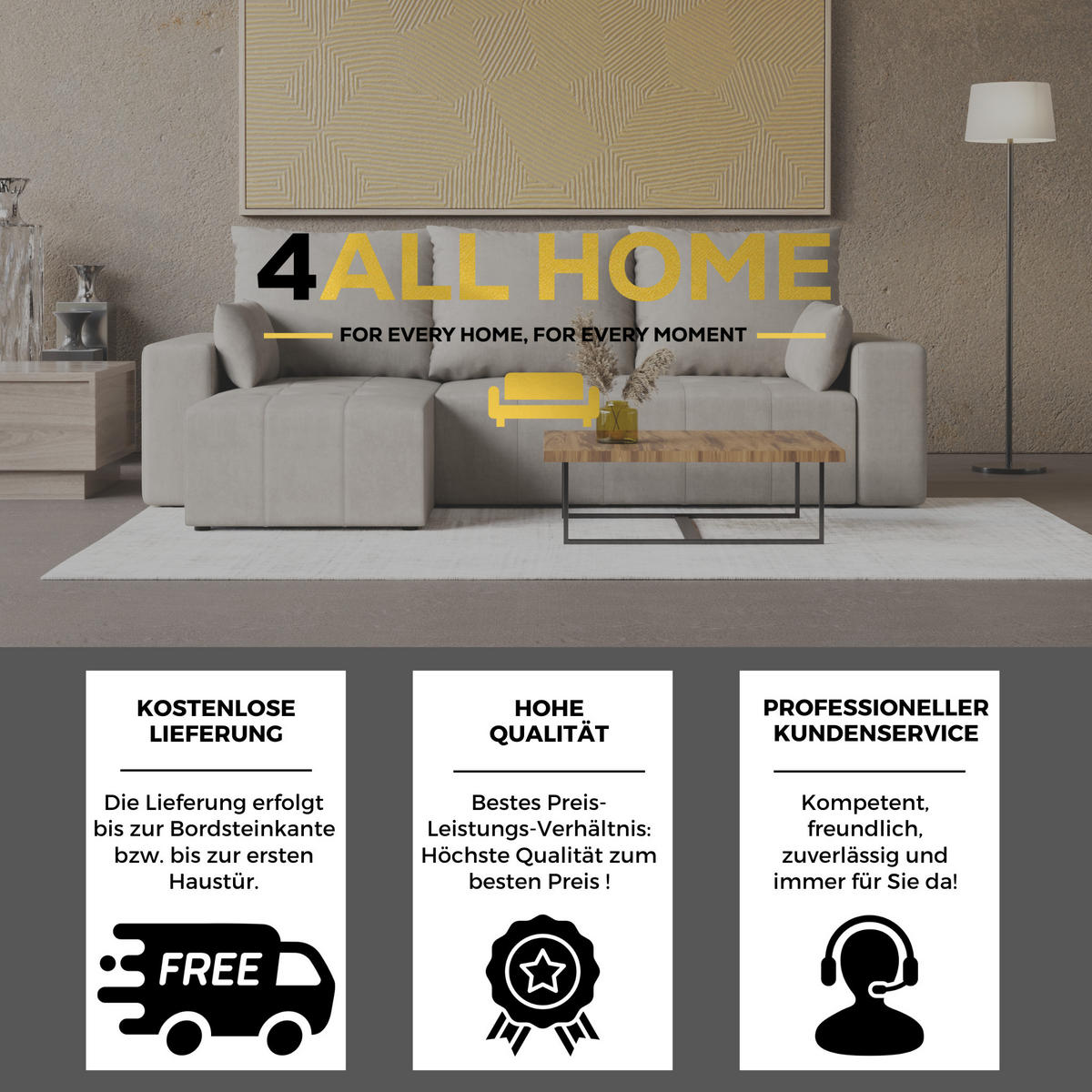 ECKSOFA Tico mit Bettkasten und Schlaffunktion, L-Form/XL-Form, Velourstoff, Universal - Weiß, Holzwerkstoff (246/145cm) - 4ALL HOME