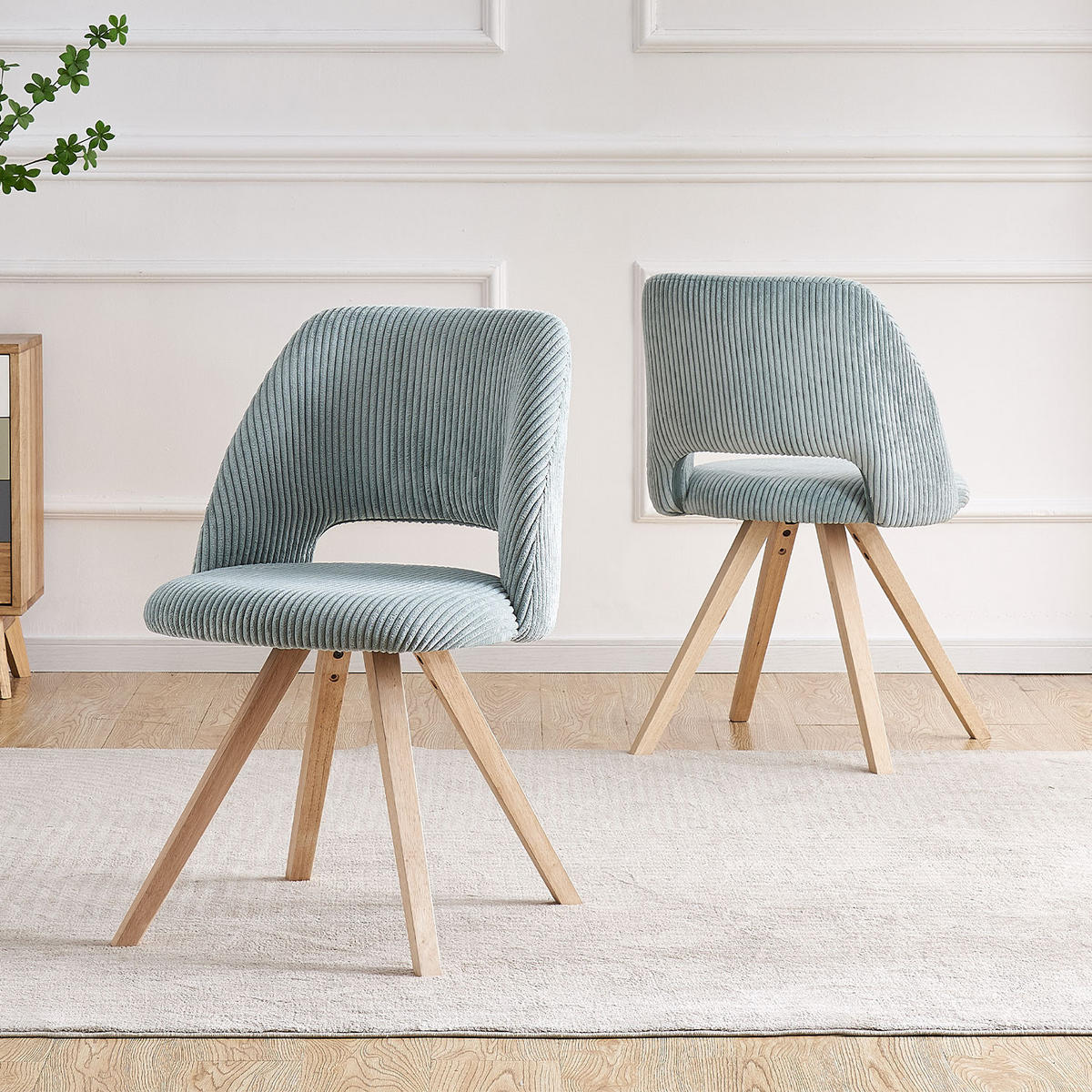 STUHL MARY Blau 2 Stück - Blau, Eichenholz/Textil (53/81/59cm) - B&D Home