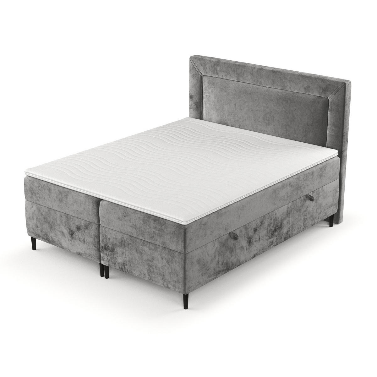BOXBETT Noble Grau 160/200 cm - Schwarz/Grau, Holz/Holzwerkstoff (160/200cm) - Maison de Reve