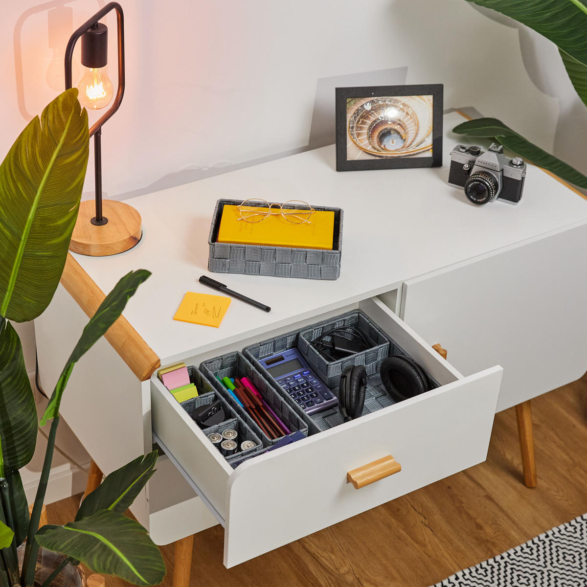 6XAUFBEWAHRUNGSKORB - Grau, Kunststoff/Metall (24/32/6cm) - Relaxdays