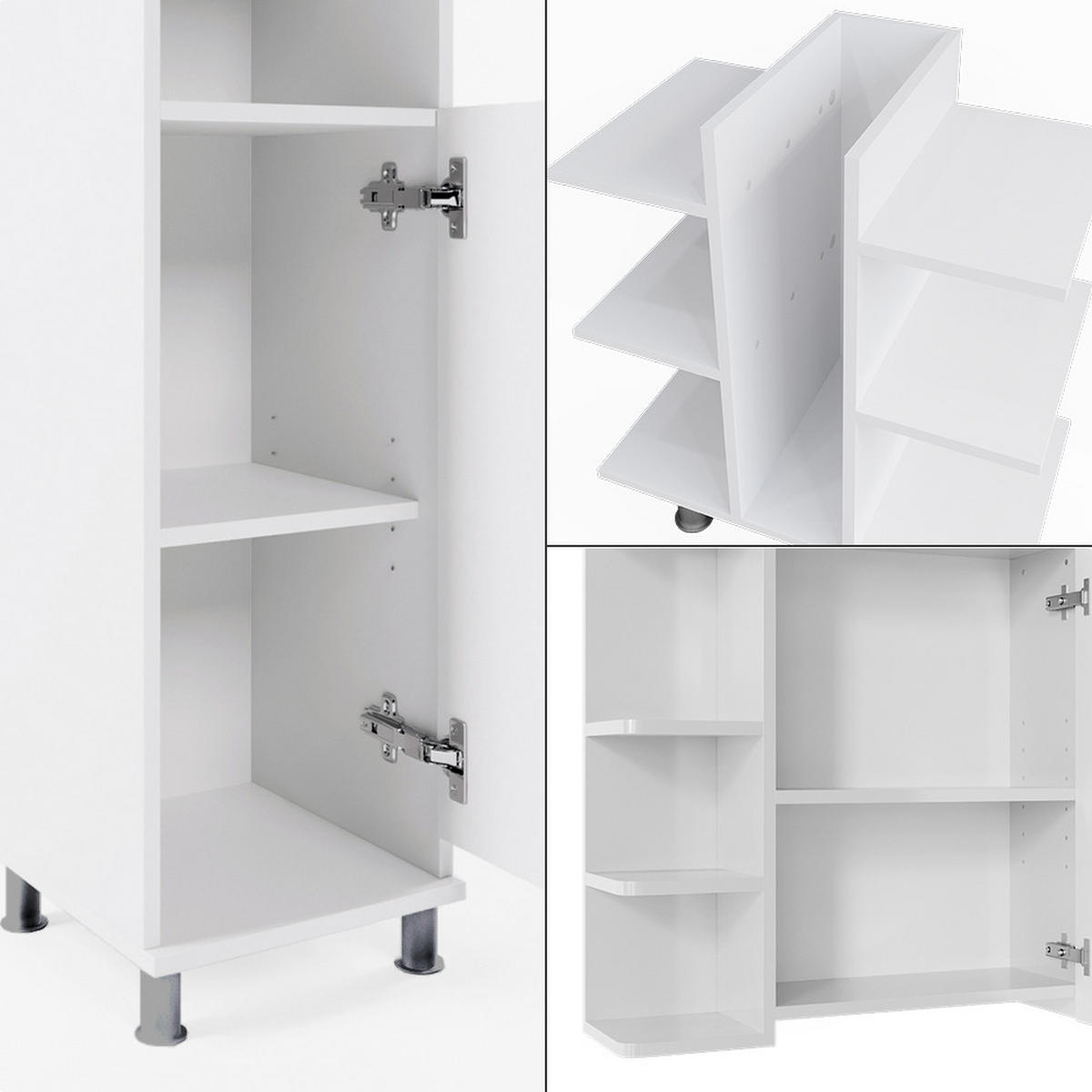 BADMÖBEL-SET Fynn Weiß 3 Teile, mit Midischrank - Weiß, Holzwerkstoff (79.6/95/36.6cm) - Vicco