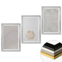 WANDBILDER 3er Set - 40x60 cm Silberner Rahmen - Leichte Boho-Sandtexturen - Silberfarben, Kunststoff (40/60cm) - ArtPrintCave