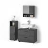 BADMÖBEL-SET Ronco Anthrazit Hochglanz 3 Teile, mit Midischrank - Anthrazit, Holzwerkstoff (80/58/41cm) - Livinity®