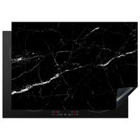 HERDABDECKPLATTE Marmoroptik - Schwarz - Luxus 75x52 cm - Grau, Kunststoff (75/0.2/52cm) - MuchoWow