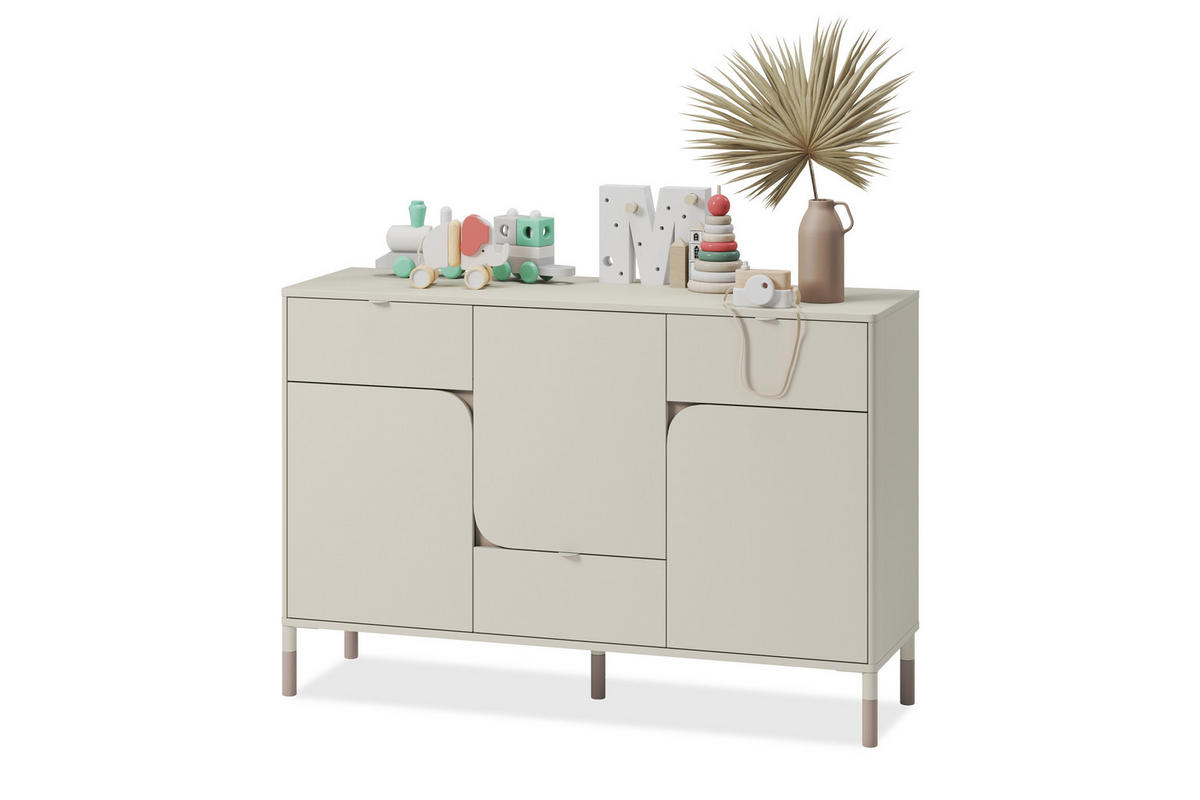 KOMMODE CATTA mit Schubladen, Cremefarben - Creme, Holz (130/87/40cm) - KONSIMO®