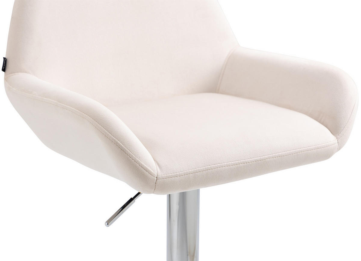 BARHOCKER 2er Set Samt Creme - Chromfarben/Creme, Textil/Metall (51/89/52cm) - CLP