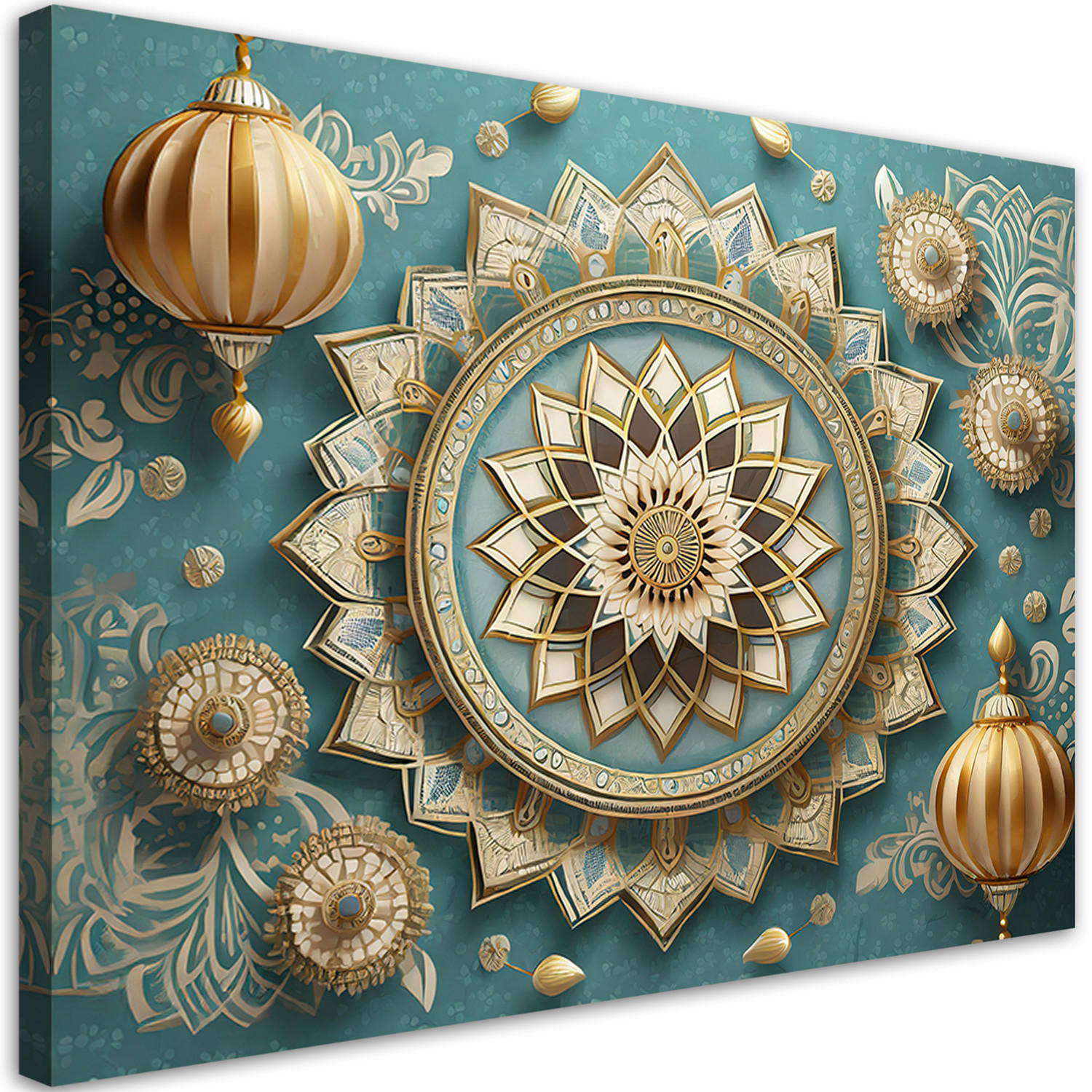 WANDBILD mandala rosette orientalisch - Grün, Textil (60/40cm) - Feeby