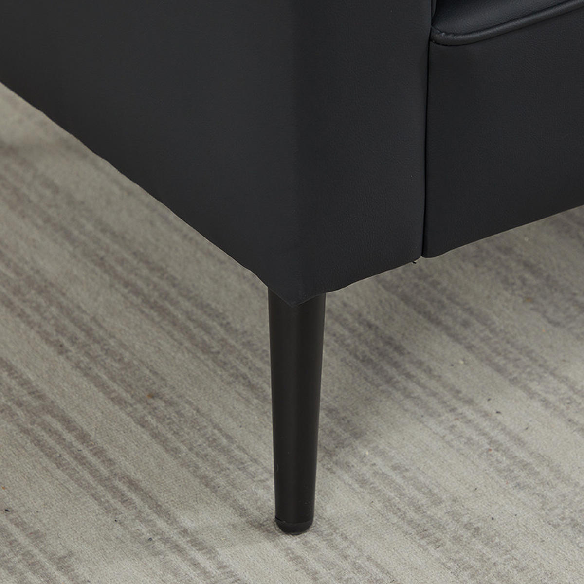 SESSEL Kunstleder Schwarz mit kissen - Schwarz, Holzwerkstoff/Textil (80/80/68cm) - WISHDOR
